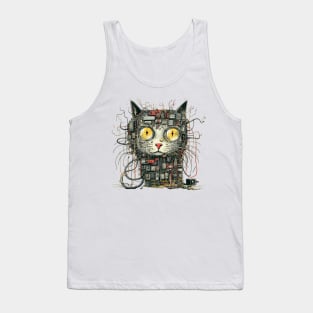 Futuristic Cyber Cat  Cyberpunk Tank Top